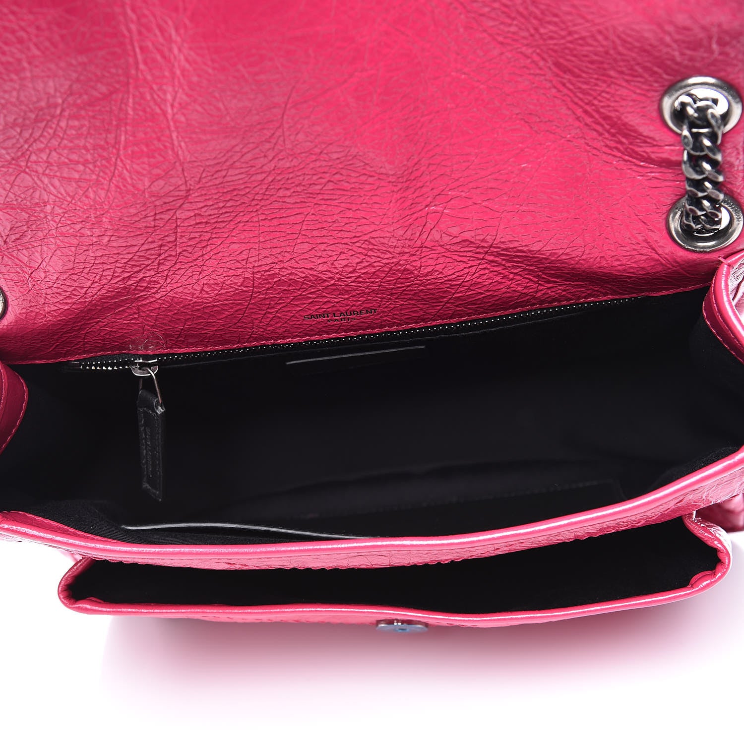 Saint Laurent Crinkled Calfskin Matelasse Monogram Medium Niki Chain Satchel Freesia 7 of 9