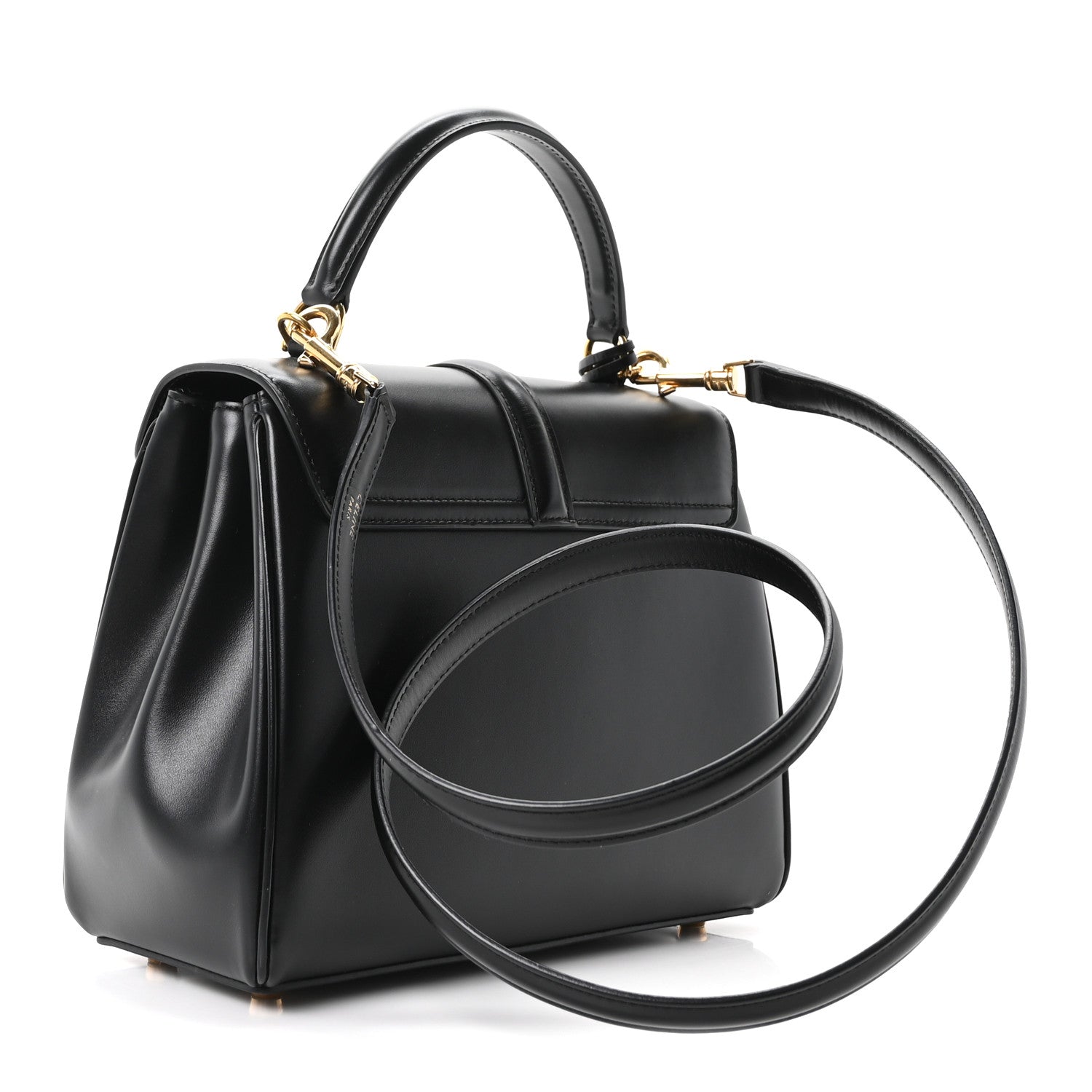 Celine Satinated Calfskin Mini 16 Top Handle Bag Black 3 of 10