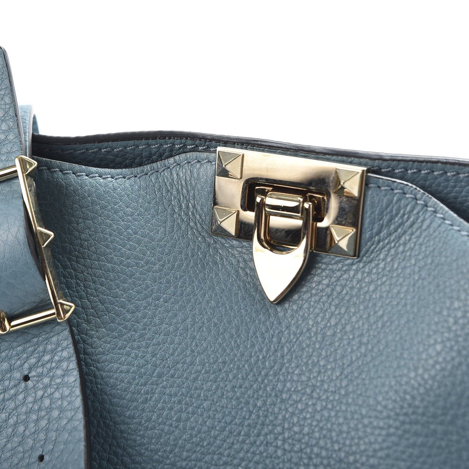 Valentino Garavani Pebbled Calfskin Small Rockstud Flip-Lock Messenger Bag Light Blue 8 of 8