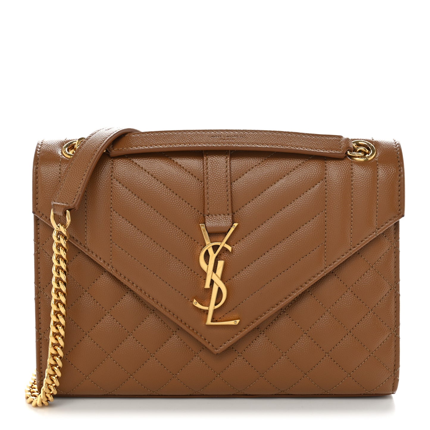 Grain De Poudre Textured Mixed Matelasse Medium Triquilt Monogram Satchel Dark Cork
