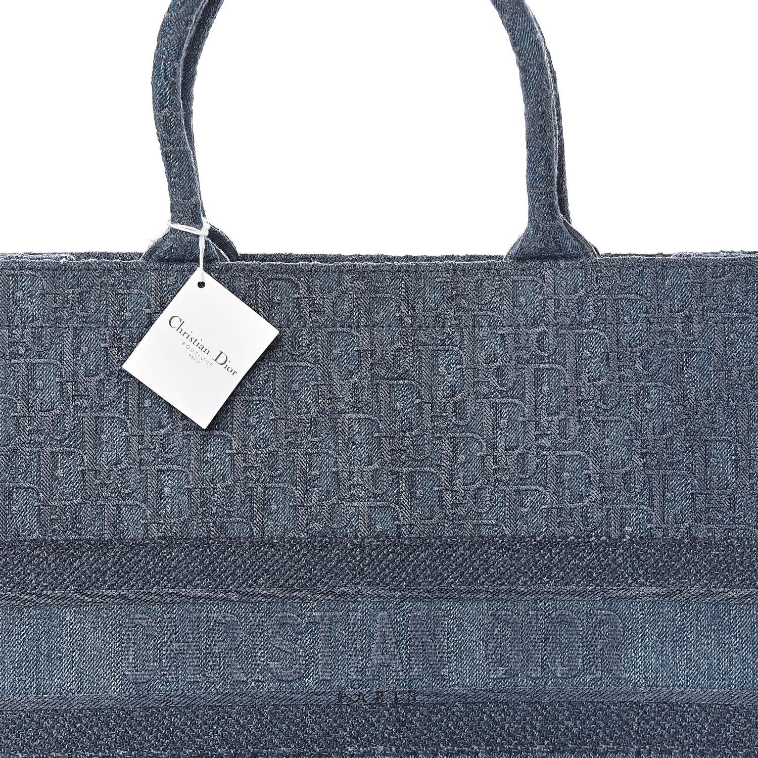 Christian Dior Oblique Denim Book Tote Denim Blue 7 of 9