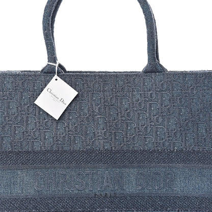 Christian Dior Oblique Denim Book Tote Denim Blue 7 of 9