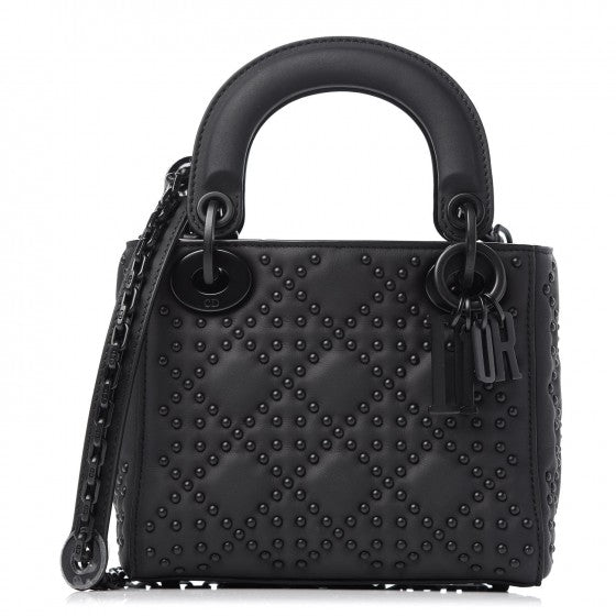 Ultra Matte Calfskin Cannage Studded Mini Supple Lady Dior Black