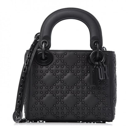 Christian Dior Ultra Matte Calfskin Cannage Studded Mini Supple Lady Dior Black 1 of 9