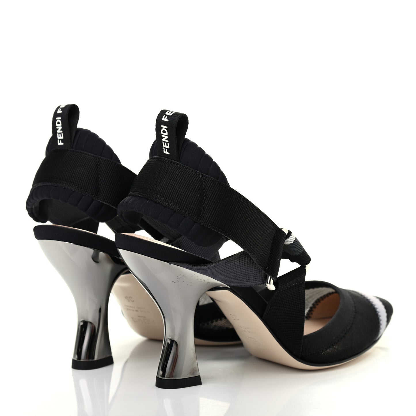Technical Mesh Colibri 85mm Slingback Pumps 35 Black Asfalto