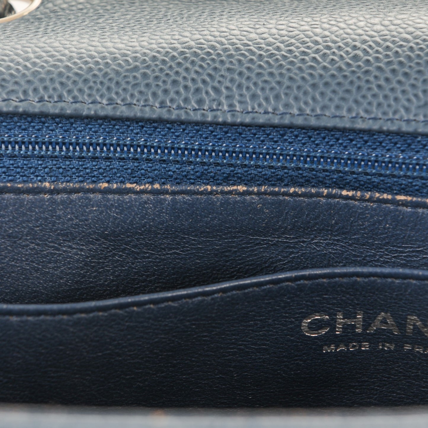 Caviar Quilted Jumbo Single Flap Blue