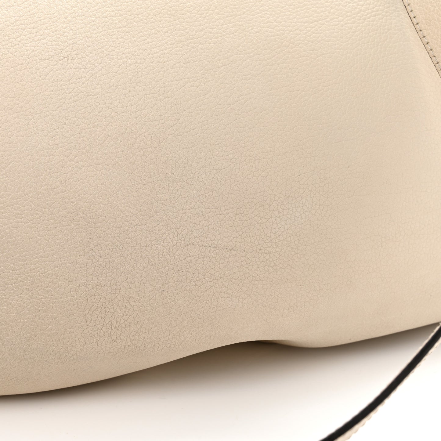 Grained Calfskin Logo Half Moon Hobo White