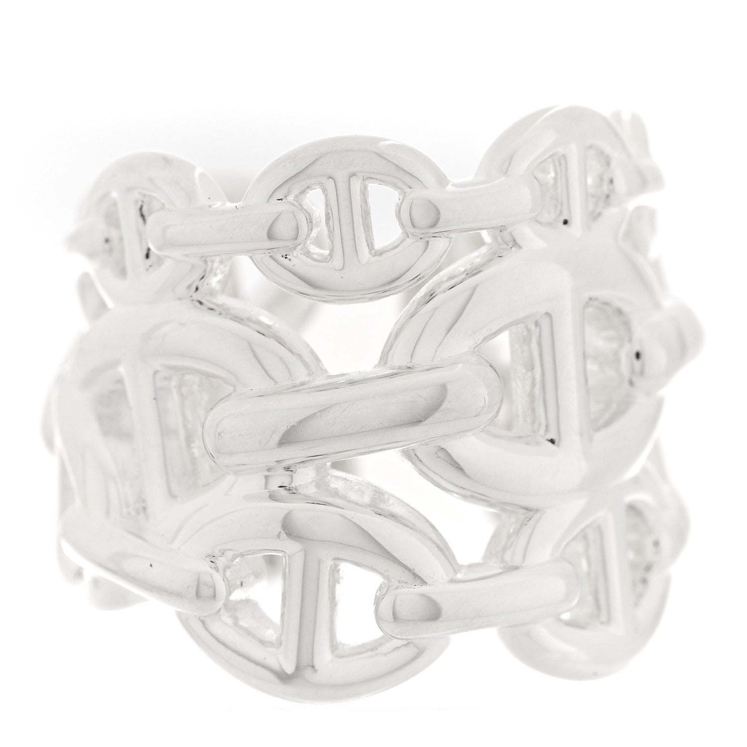 Hermes Sterling Silver GM Chaine d'ncre Enchainee Band Ring 49 4.75 1 of 6