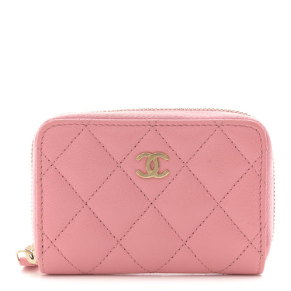 Chanel Caviar Quilted Zip Coin Purse Pink 1 of 8