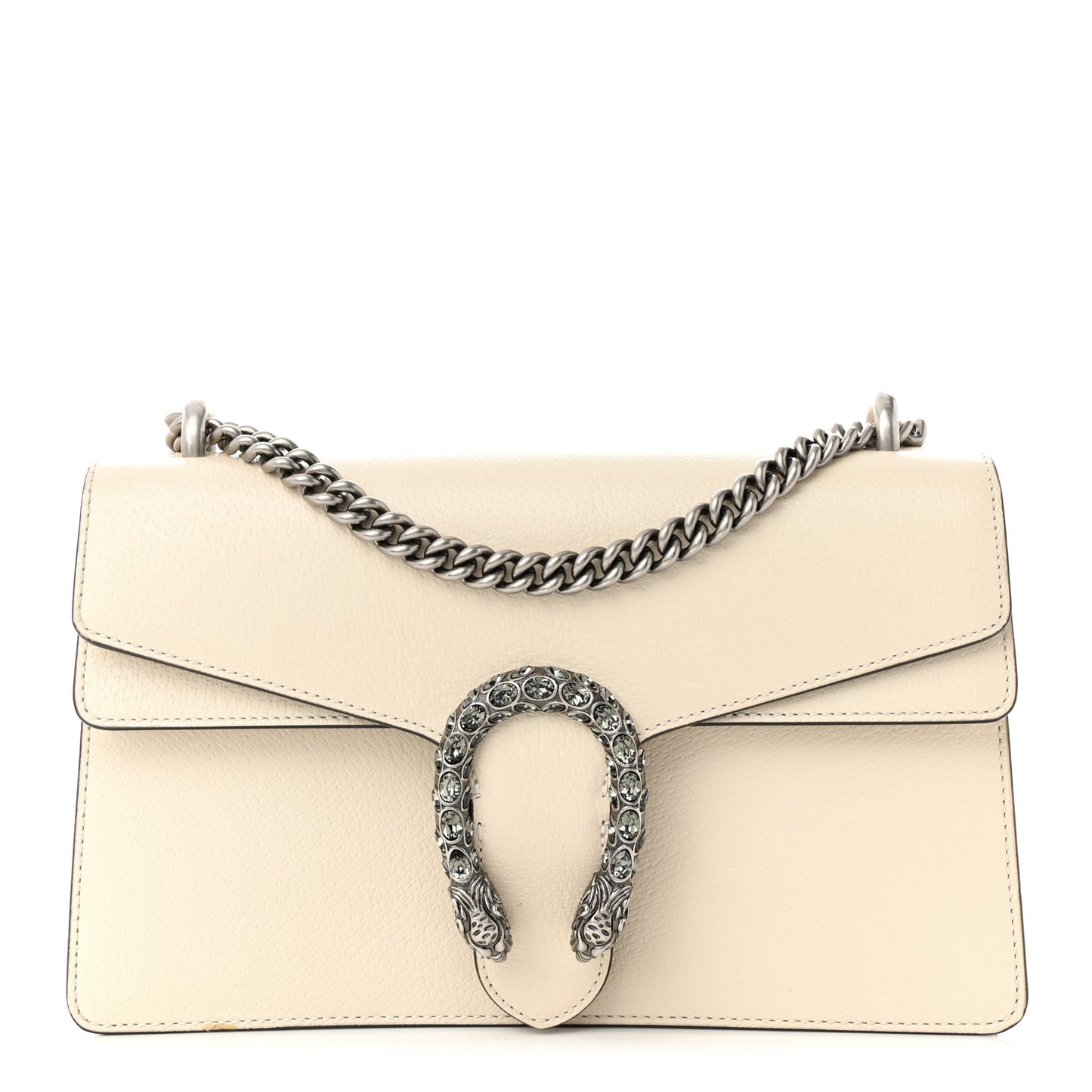 Textured Calfskin Crystal Small Dionysus Shoulder Bag Mystic White