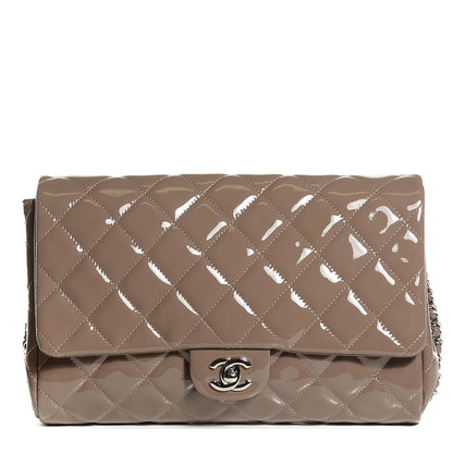 Chanel Patent Quilted Clutch with Chain Flap Grey 1 of 9