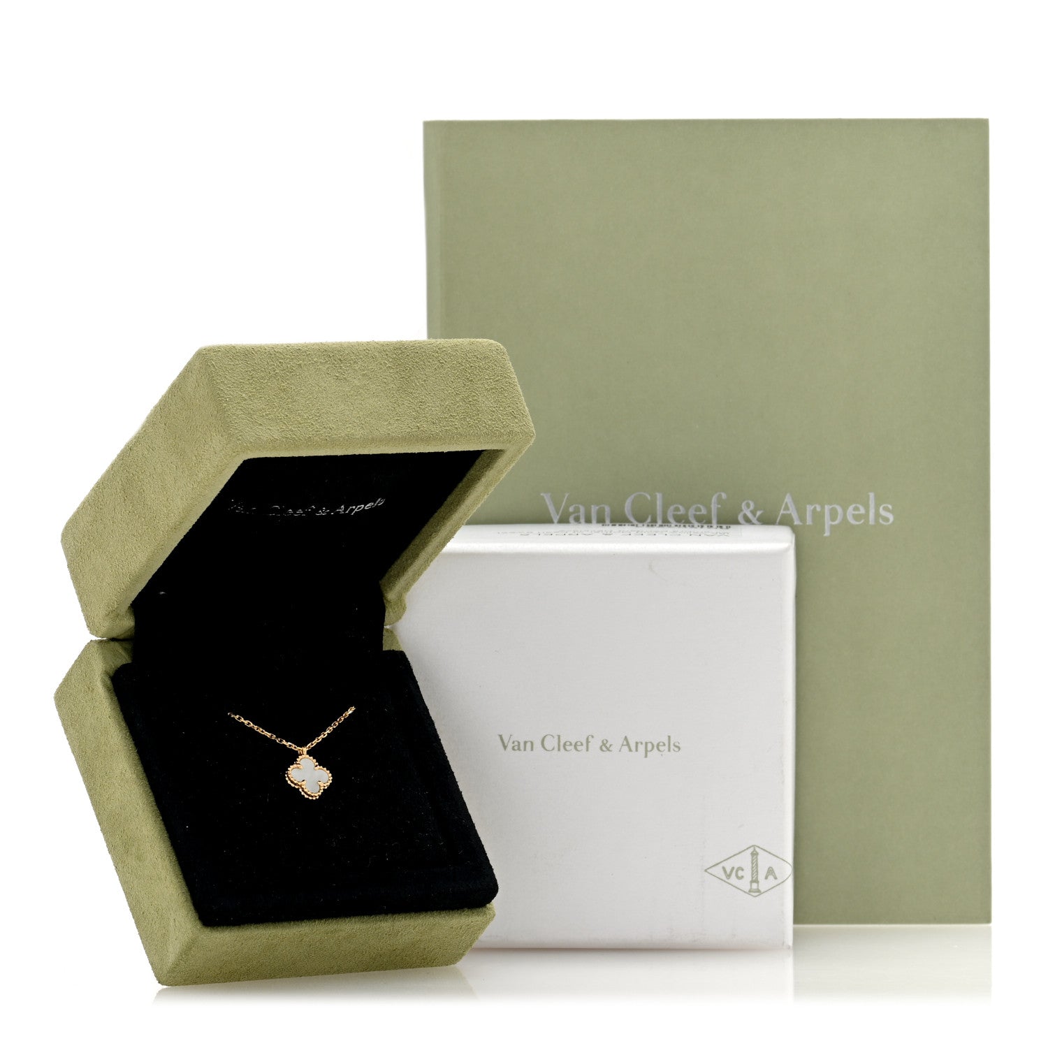 Van Cleef & Arpels 18K Yellow Gold Mother of Pearl Sweet Alhambra Pendant Necklace 5 of 5