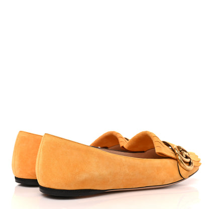 Gucci Kid Scamosciato GG Marmont Fringe Flats 38 Crystal Copper 4 of 9