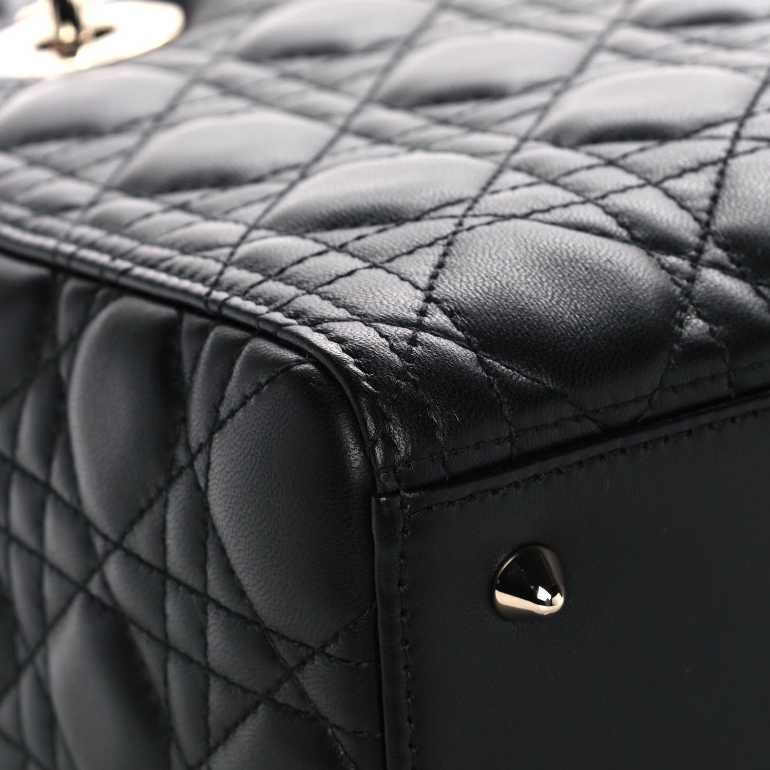 Christian Dior Lambskin Cannage Medium Lady Dior Black 9 of 14