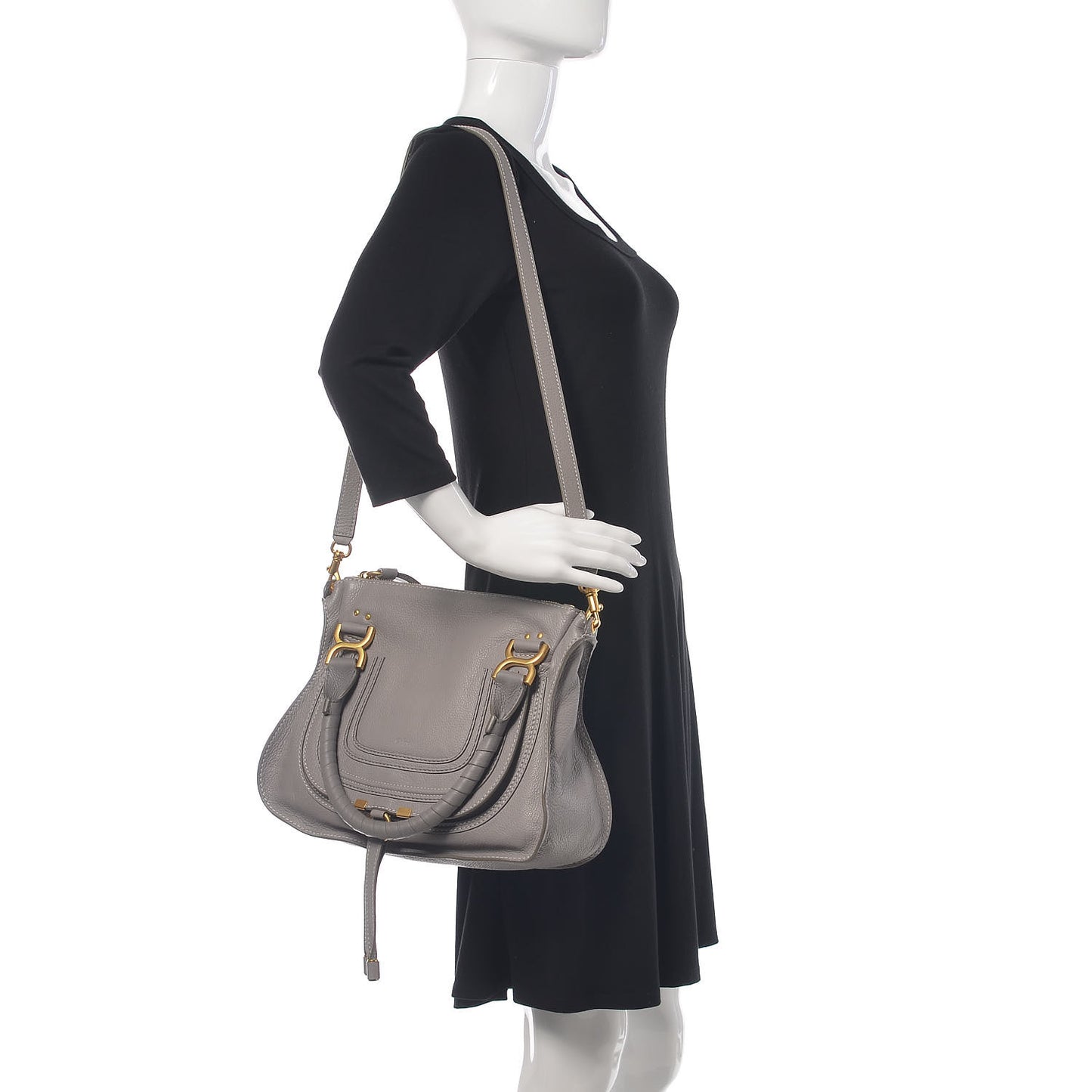 Calfskin Medium Marcie Satchel Cashmere Grey