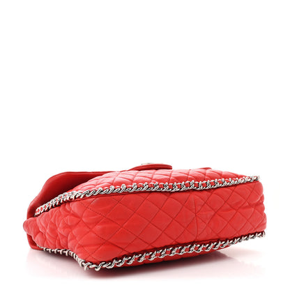 Chanel Washed Lambskin Quilted Maxi Chain Around Flap Red 4 of 11