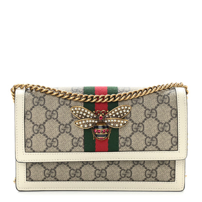 Gucci GG Supreme Monogram Web Queen Margaret Chain Wallet White 1 of 9