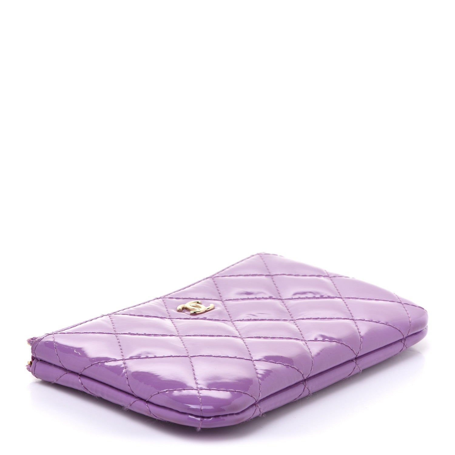 Chanel Patent Quilted Small Cosmetic Case Purple 4 of 9