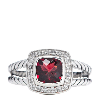 David Yurman Sterling Silver Diamond Garnet 7mm Petite Albion Ring 54 7 1 of 5