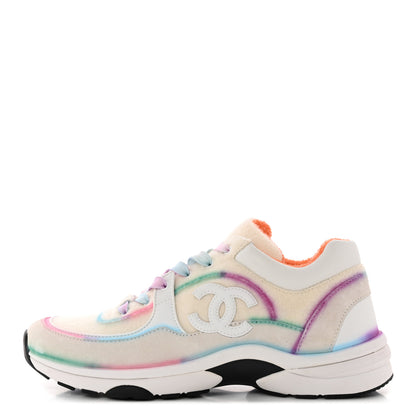 Chanel Wool Suede Calfskin CC Sneakers 40.5 Multicolor 1 of 9
