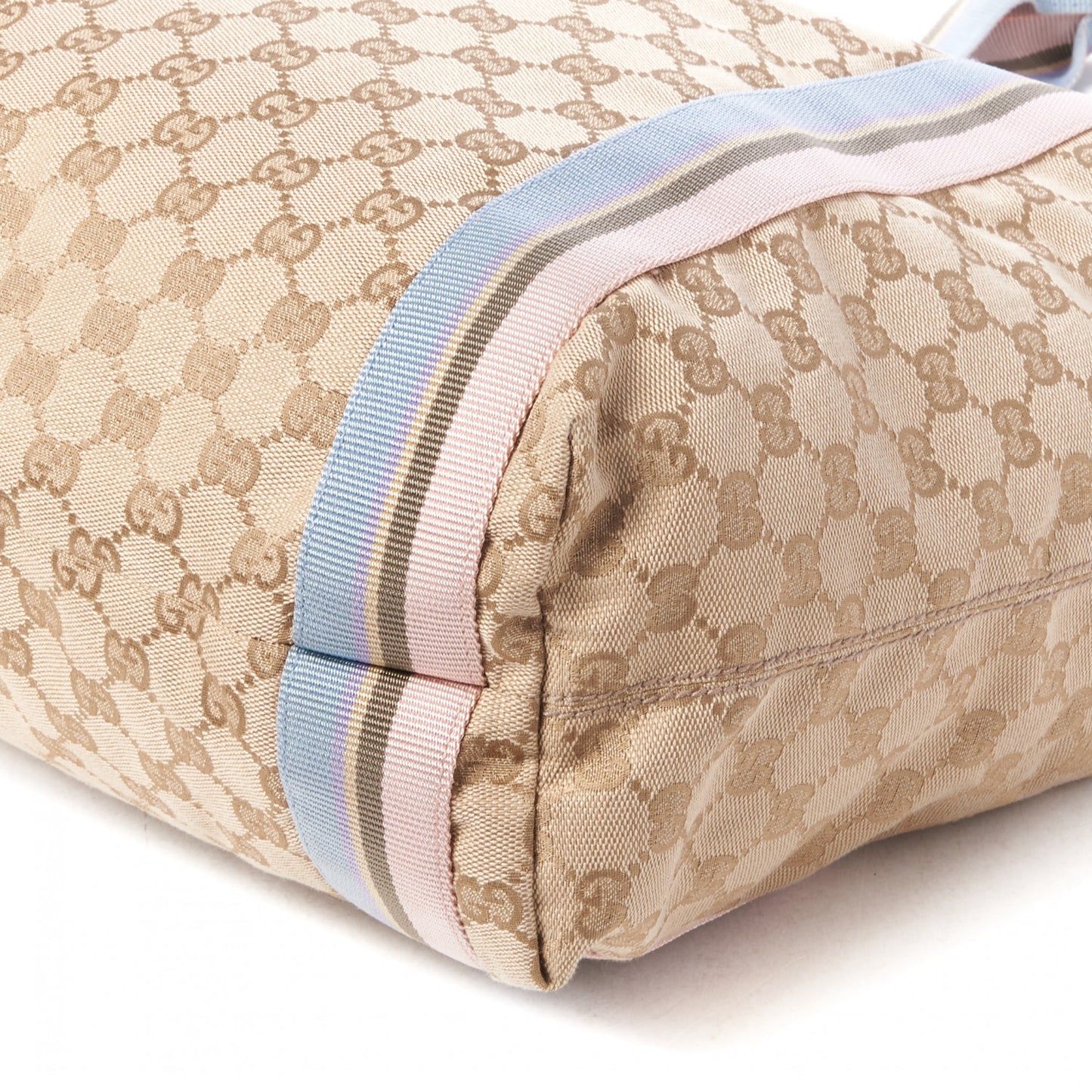 GG Monogram Medium Web Handle Vertical Tote Pink Blue