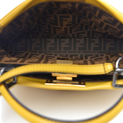 Fendi Vitello Zucca Medium Peekaboo Iconic Satchel Yellow Tobacco 7 of 10