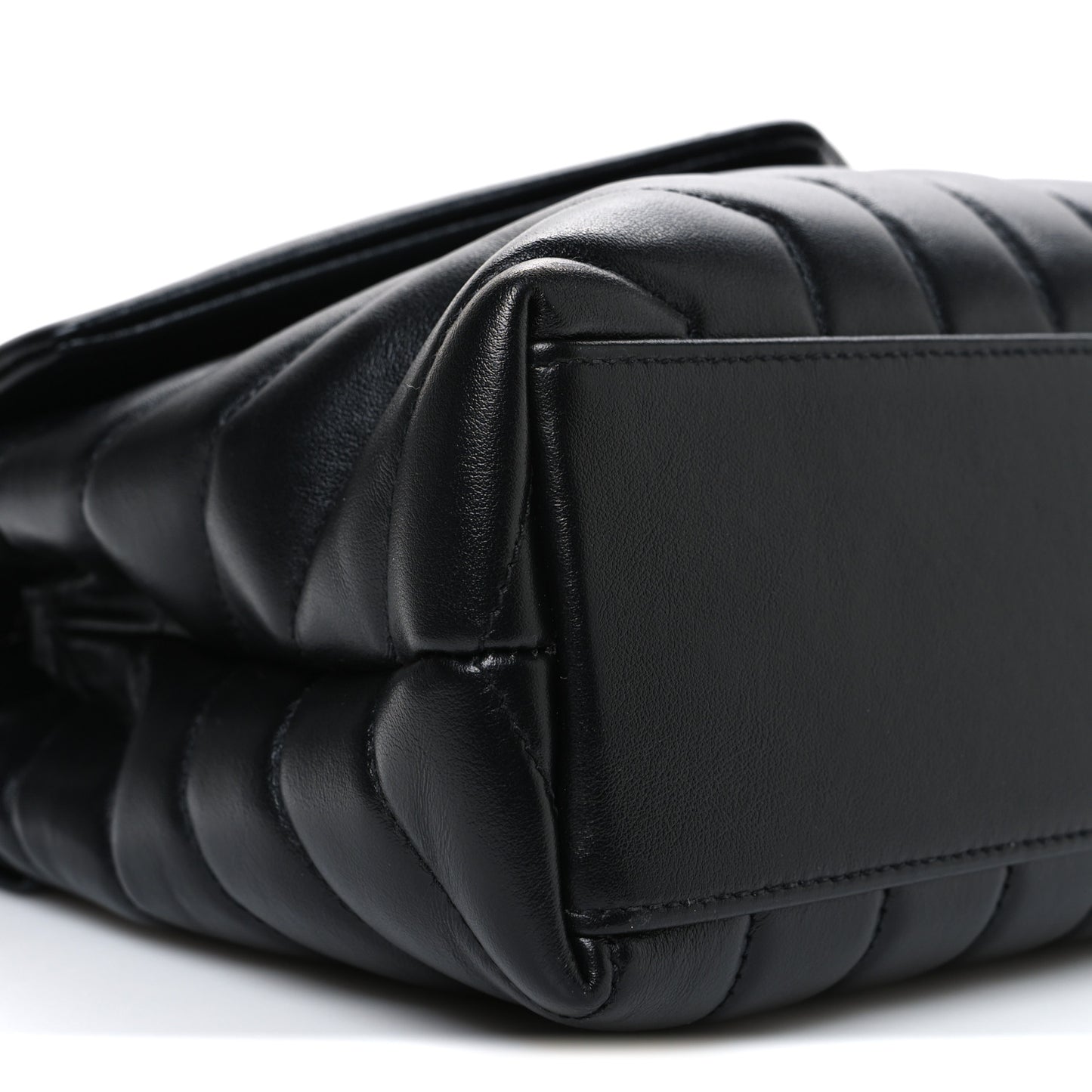 Calfskin Y Quilted Monogram Monochrome Small Loulou Chain Satchel Black