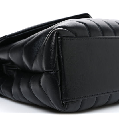Saint Laurent Calfskin Y Quilted Monogram Monochrome Small Loulou Chain Satchel Black 9 of 11