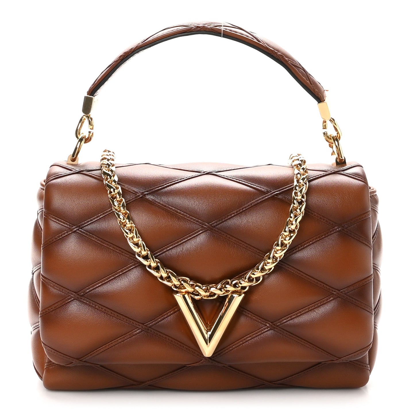 Lambskin Malletage Top Handle GO-14 MM Tan