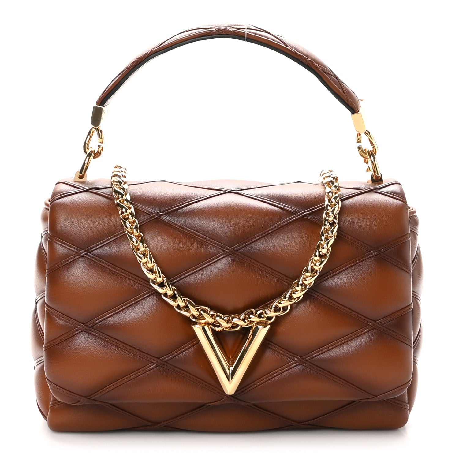 Louis Vuitton Lambskin Malletage Top Handle GO-14 MM Tan 1 of 11