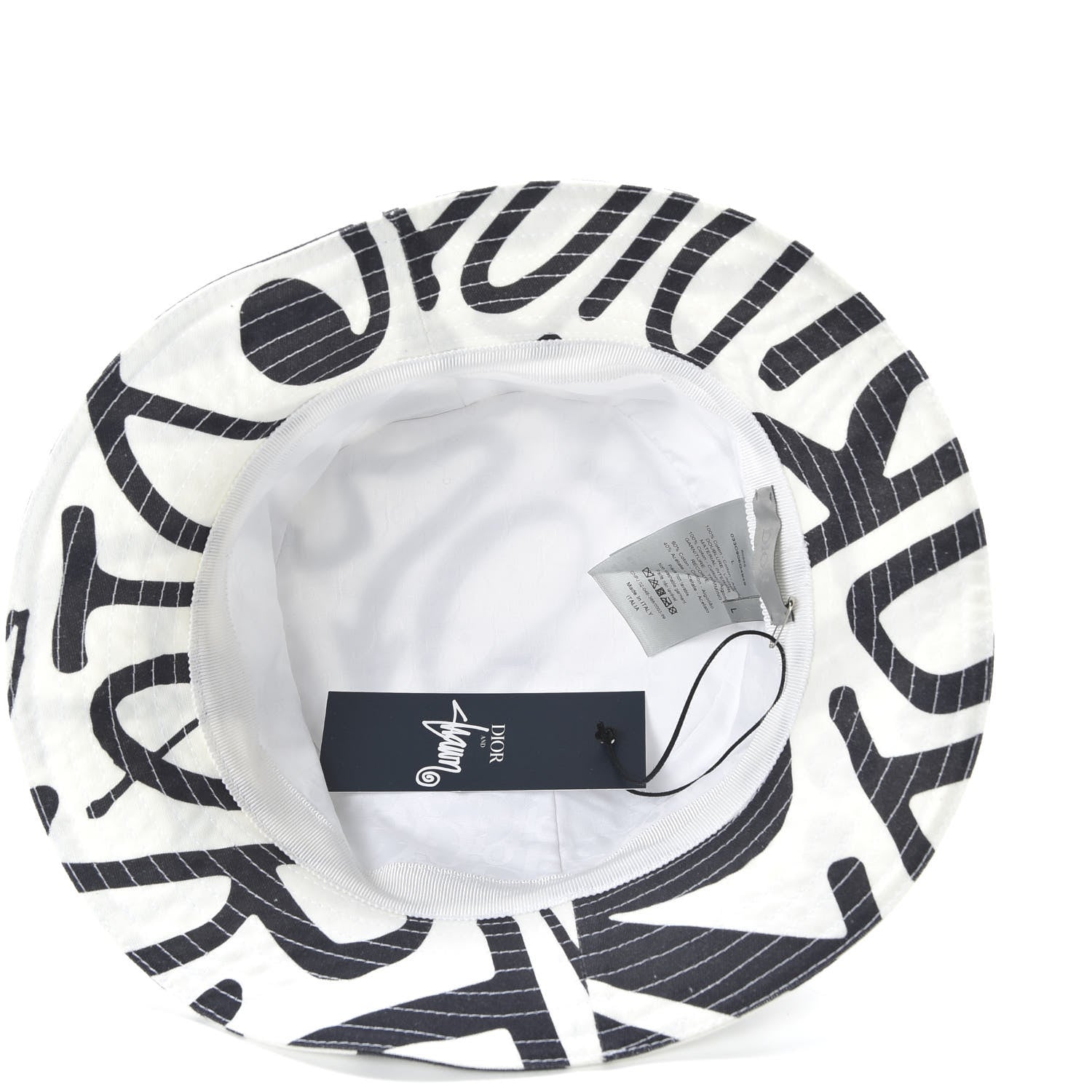 Christian Dior X SHAWN STUSSY Bucket Hat L Black White 7 of 9