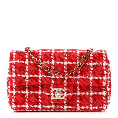 Chanel Tweed Quilted Mini Rectangular Flap White Red 1 of 11