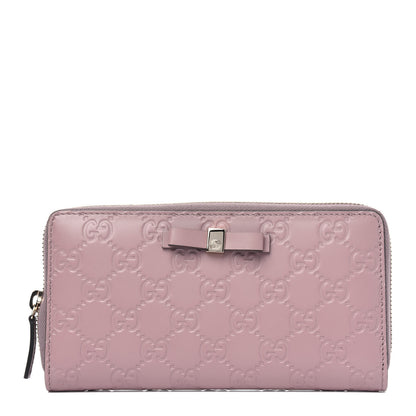 Gucci Guccissima Bow Zip Around Wallet Pink 1 of 4