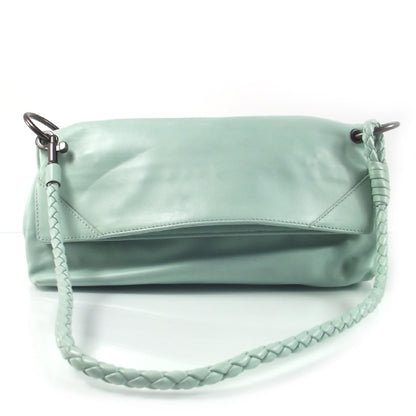 Bottega Veneta Leather Fold Over Clutch Bag Seafoam 1 of 10