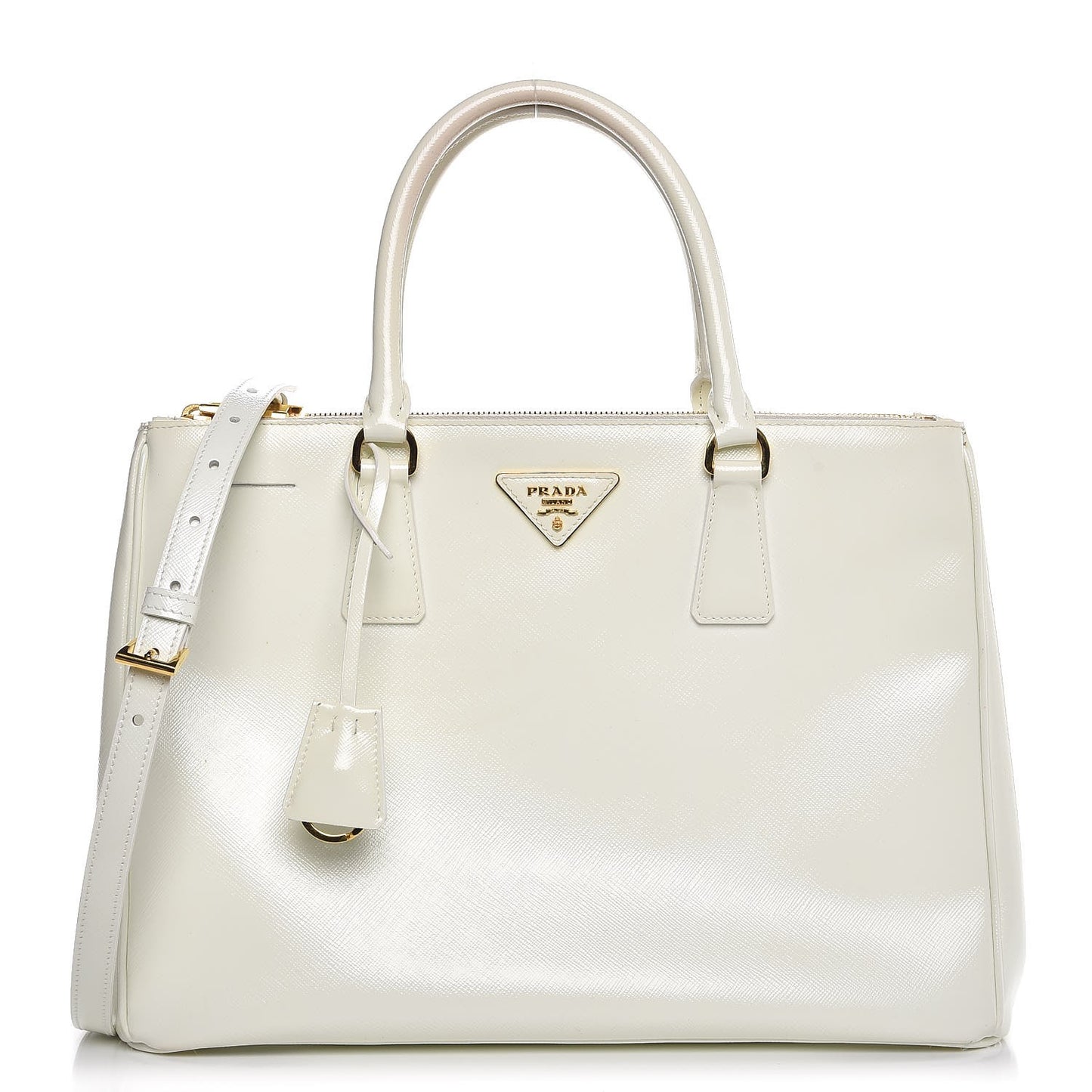 Saffiano Vernice Medium Double Zip Tote Talco