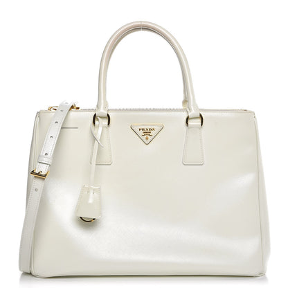 Prada Saffiano Vernice Medium Double Zip Tote Talco 1 of 12