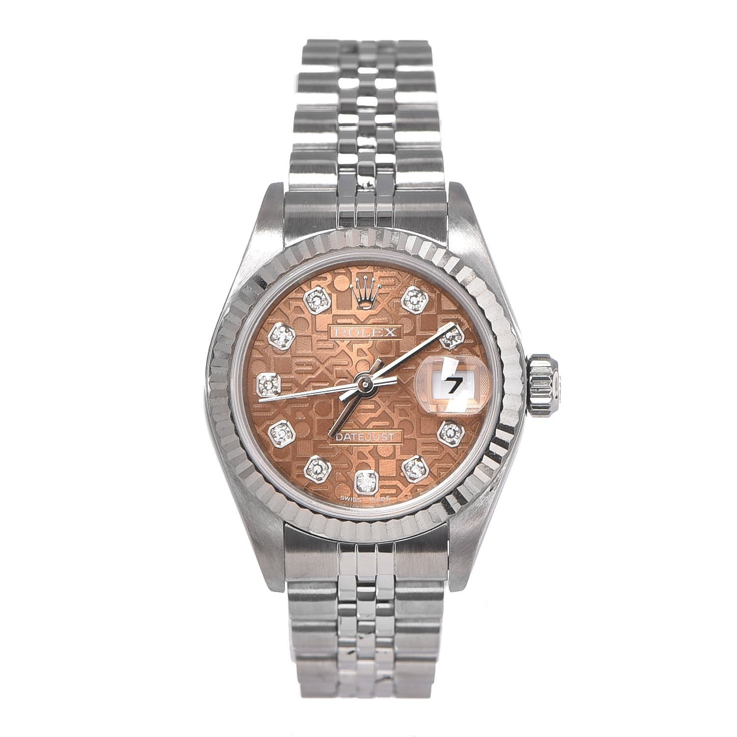 Stainless Steel 18K White Gold Diamond 26mm Oyster Perpetual Datejust Watch Pink Jubilee 69174