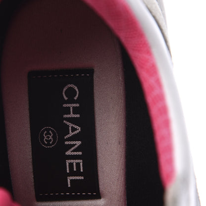 Chanel Calfskin Fabric Sneakers 38 White Silver Fluo Pink 8 of 10
