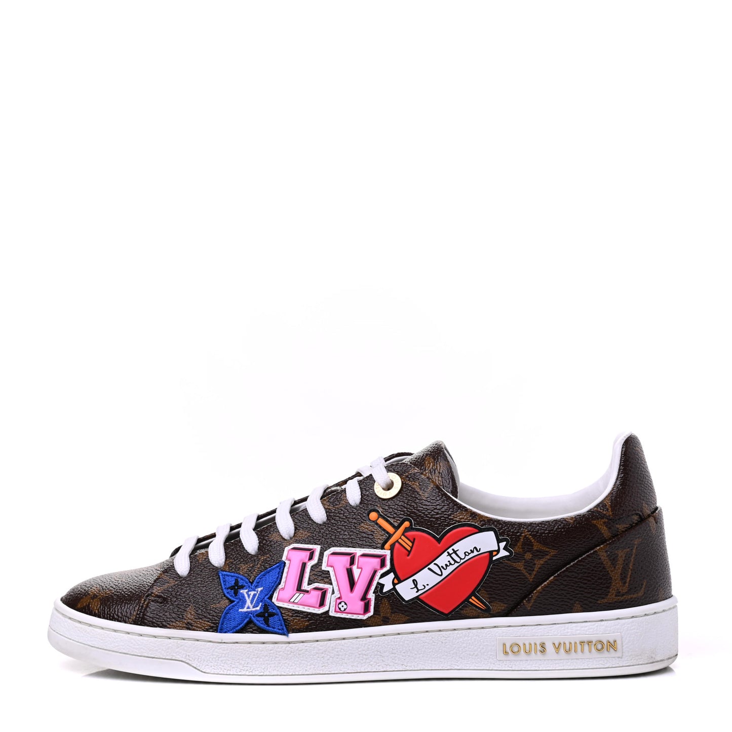 Calfskin Monogram LV Black Heart Sneakers 39 Cacao