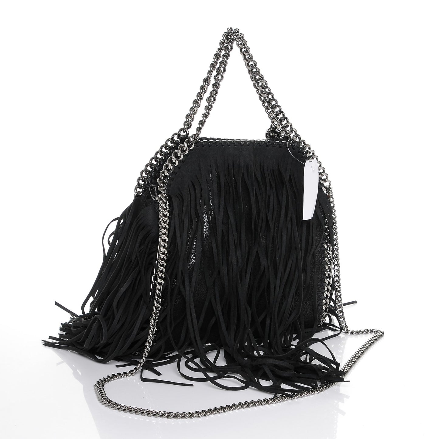 Shaggy Deer Fringe Mini Falabella Tote Black