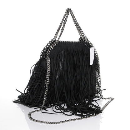 Stella McCartney Shaggy Deer Fringe Mini Falabella Tote Black 3 of 6