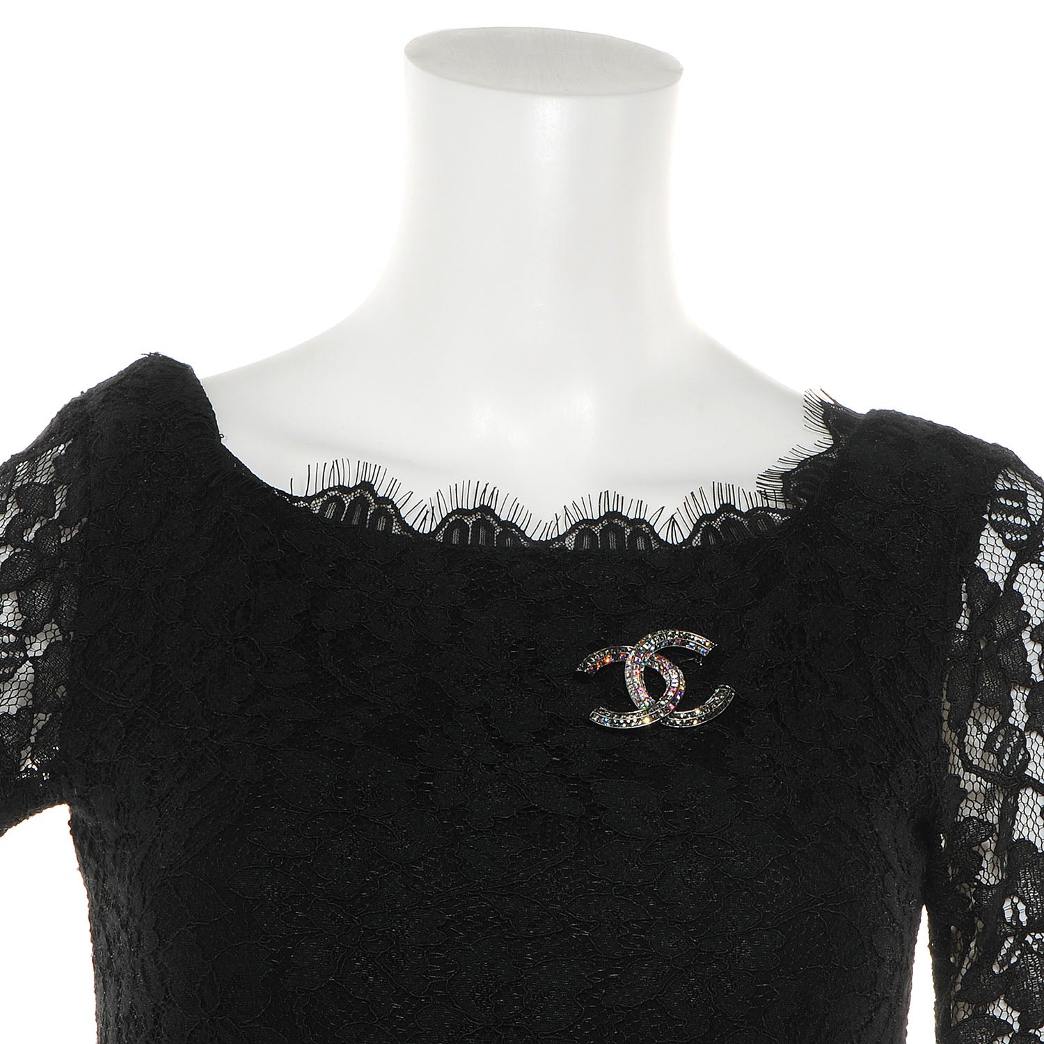 Chanel Crystal CC Brooch Silver Ruthenium Grey 2 of 6
