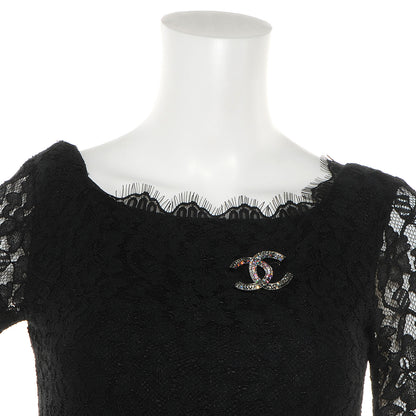 Chanel Crystal CC Brooch Silver Ruthenium Grey 2 of 6