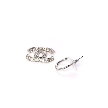 Chanel Baguette Crystal CC Dangle Earrings Silver 5 of 5