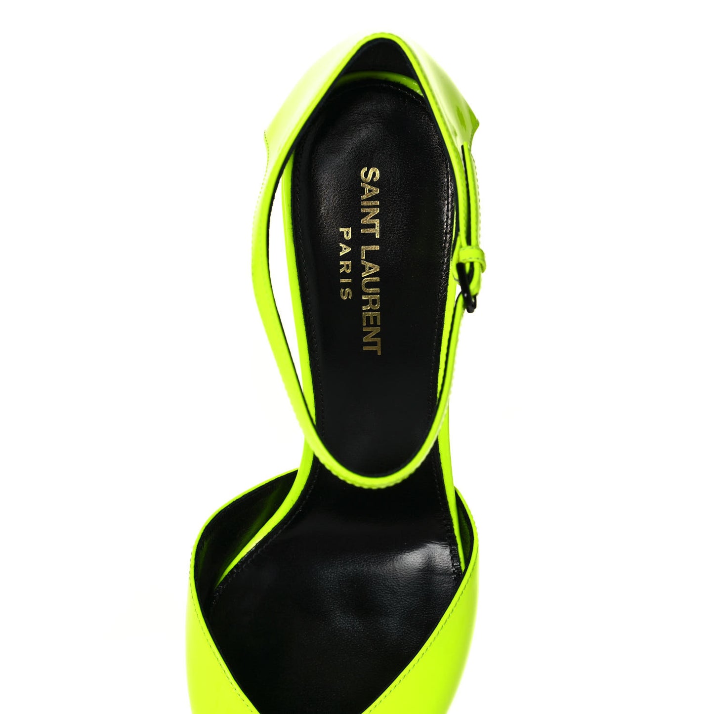 Patent Anja 85 Ankle Strap Pointed Pumps 38.5 Fluo Yellow
