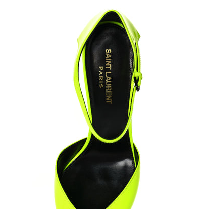 Saint Laurent Patent Anja 85 Ankle Strap Pointed Pumps 38.5 Fluo Yellow 7 of 8