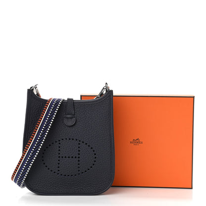 Hermes Taurillon Clemence Amazone Sangle Cavale Evelyne TPM Bleu Nuit Bleu Encre Cuivre 11 of 11