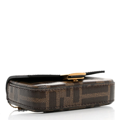 Fendi Glazed Fabric FF 1974 Nano Baguette Charm Mogano Panna 3 of 9