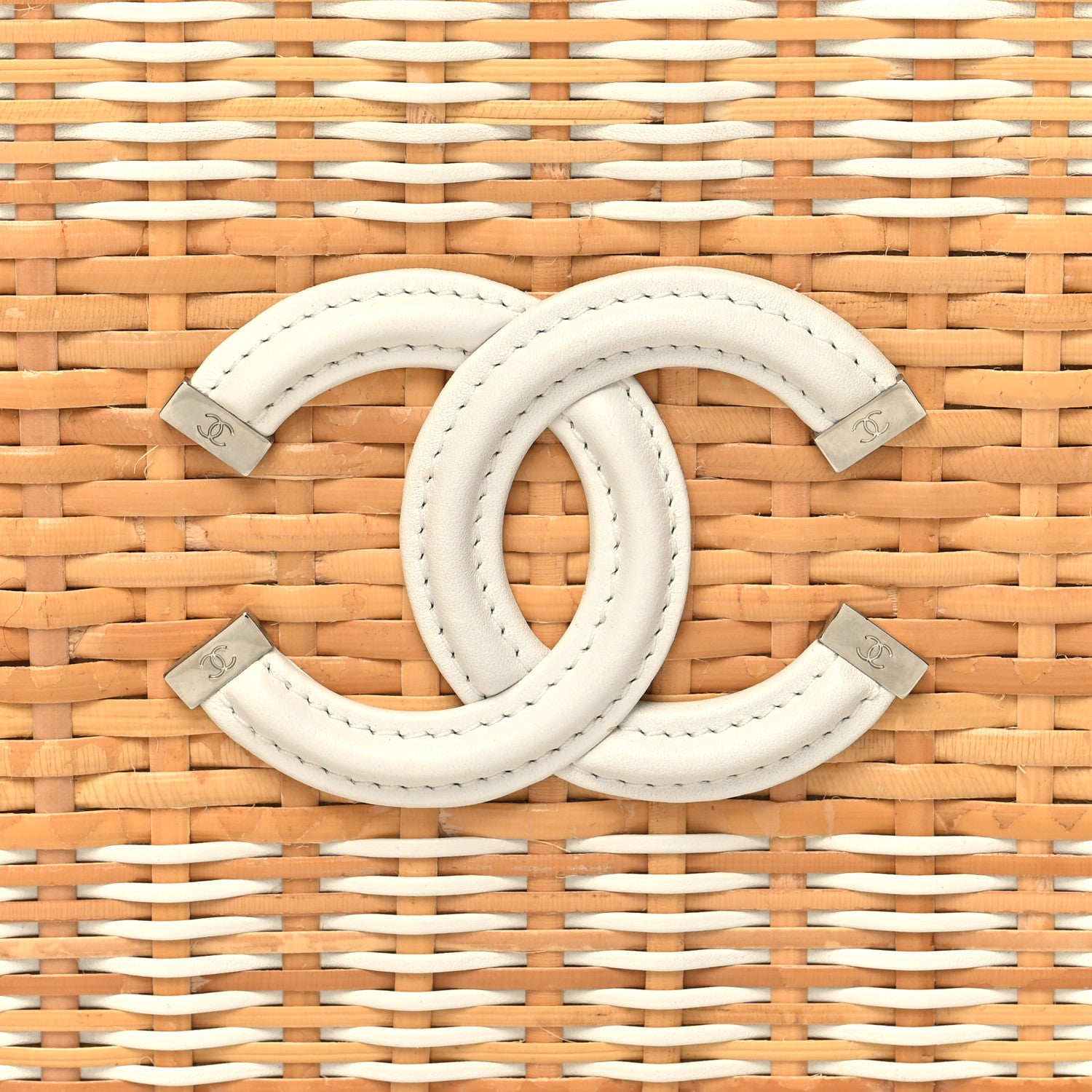 Chanel Raffia Calfskin CC Filigree Vanity Case White 8 of 10