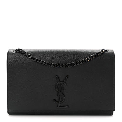 Saint Laurent Grain De Poudre Medium Classic Monogram Monochrome Kate Satchel Black 1 of 12